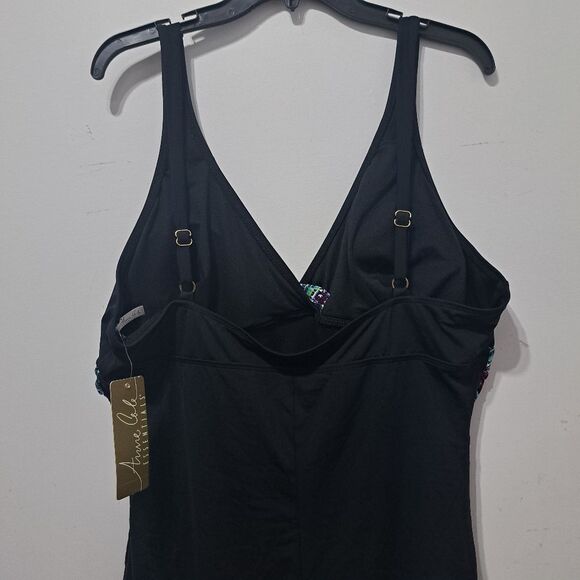 Ann Cole Essentials One Piece Swimsuit Summer Black Multi Color Size 16 NWT - Picture 11 of 14